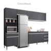 Cozinha Modulada 12 Portas 4 Gavetas 280 cm Andreia Cinza REAJL Moveis