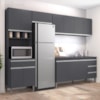Cozinha Modulada 12 Portas 4 Gavetas 280 cm Andreia Cinza REAJL Moveis
