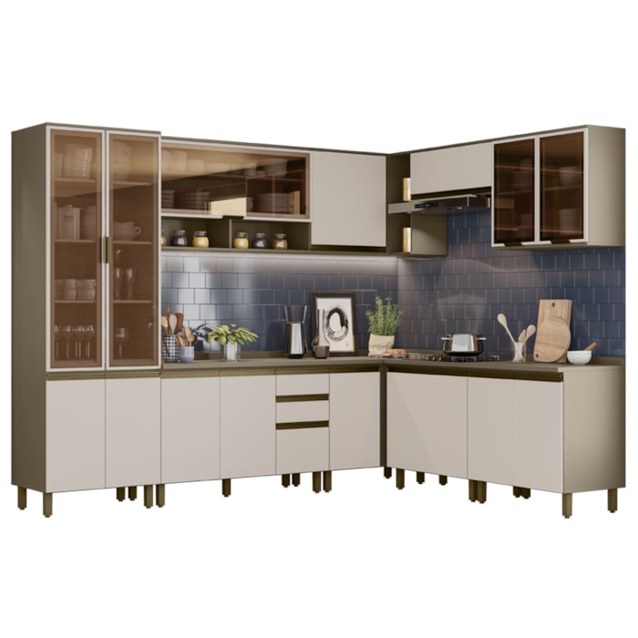 Cozinha Modulada 13 Peças MDF Evy Duna Cristal 27 Henn