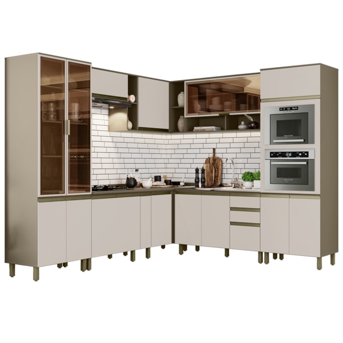 Cozinha Modulada 13 Peças MDF Evy Duna Cristal 30 Henn