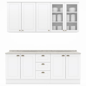Cozinha Modulada 200 cm CE854 Americana Branco Calcare Henn