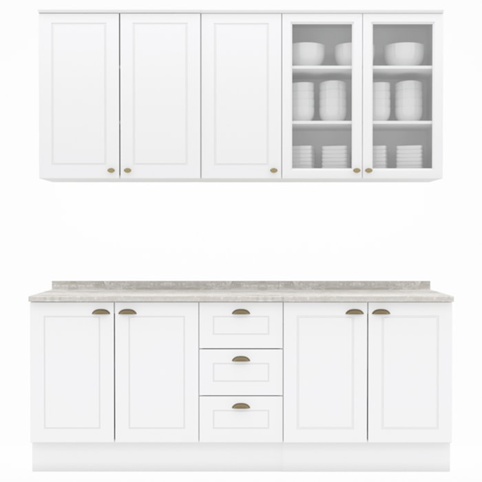 Cozinha Modulada 200 cm CE854 Americana Branco Calcare Henn