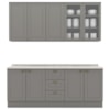 Cozinha Modulada 200 cm CE854 Americana Cinza Calcare Henn