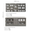 Cozinha Modulada 200 cm CE854 Americana Cinza Calcare Henn