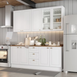 Cozinha Modulada 200cm CE854 Americana Branco Nature Henn
