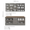 Cozinha Modulada 200cm CE854 Americana Cinza Nature Henn
