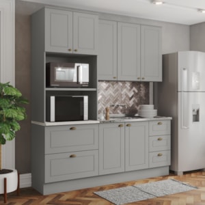 Cozinha Modulada 3 Pecas 120 cm CE759 Americana Cinza Calcare Henn