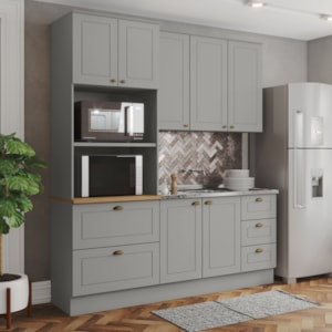 Cozinha Modulada 3 Pecas 120cm CE759 Americana Cinza Nature Henn