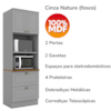 Cozinha Modulada 3 Pecas 120cm CE759 Americana Cinza Nature Henn