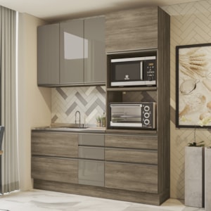Cozinha Modulada 3 Pecas 190 cm MDP Maxxi Nogal Kappesberg