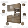 Cozinha Modulada 3 Pecas 190 cm MDP Maxxi Nogal Kappesberg