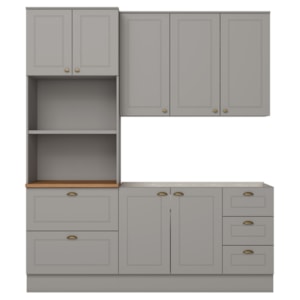 Cozinha Modulada 3 Pecas 192cm CE759 Americana Cinza Nature Henn Cozinha Modulada 3 Pecas 192cm CE759 Americana Cinza Nature Henn