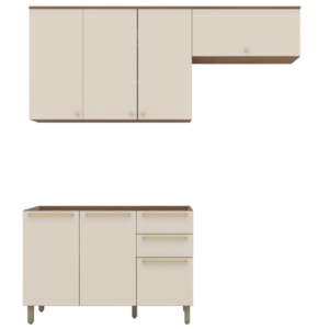 Cozinha Modulada 3 Pecas 200 cm Requinte Nature Areia Henn