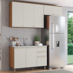 Cozinha Modulada 3 Pecas 200 cm Requinte Nature Areia Henn