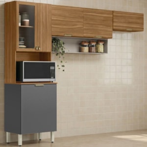 Cozinha Modulada 3 Pecas 250 cm MDP Alba Amendola Grafito Prime Demobile