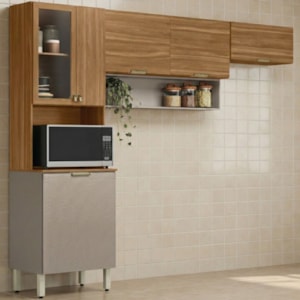 Cozinha Modulada 3 Pecas 250 cm MDP Alba Amendola Nude Prime Demobile