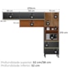 Cozinha Modulada 3 Pecas 270 cm MDF DP2701 Nogueira Carbono Prime Demartez