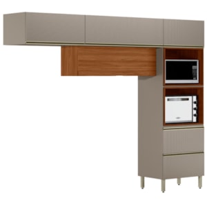 Cozinha Modulada 3 Pecas 270 cm MDF DP2702 Nogueira Nude Prime Demartez
