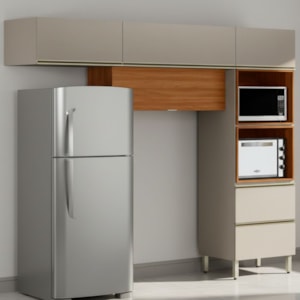 Cozinha Modulada 3 Pecas 270 cm MDF DP2702 Nogueira Nude Prime Demartez
