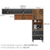 Cozinha Modulada 3 Pecas 270 cm Ripado DP2701 Nogueira Carbono Prime Demartez