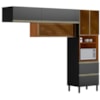 Cozinha Modulada 3 Pecas 270 cm Vidro DP2701 Nogueira Carbono Prime Demartez