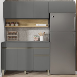 Cozinha Modulada 3 Pecas Balcao Com Tampo Line Gris Cp Freijo KTP