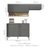 Cozinha Modulada 3 Pecas Balcao Com Tampo Line Gris Cp Freijo KTP