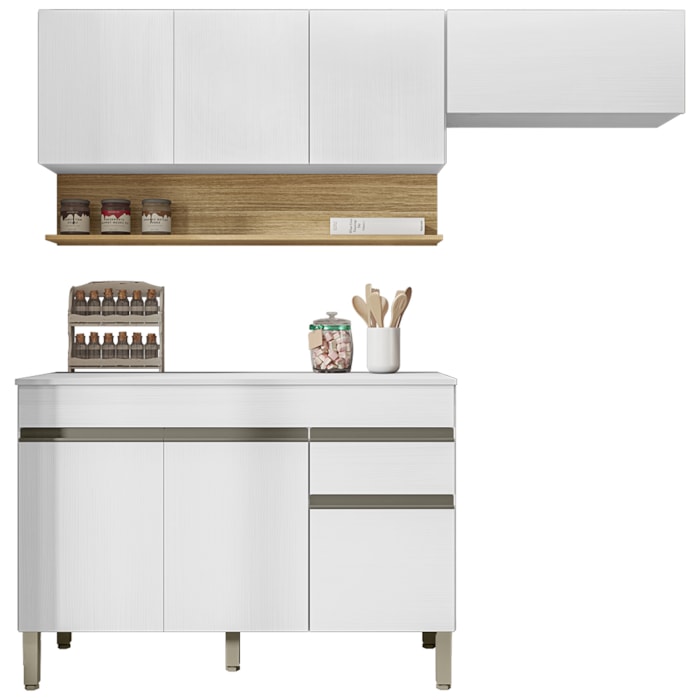 Cozinha Modulada 3 Pecas Balcao Com Tampo Line Supremo Cp Freijo KTP