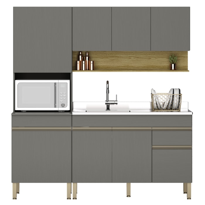 Cozinha Modulada 3 Pecas Balcao Pia 3023 Line Gris Cp Freijo KTP