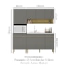 Cozinha Modulada 3 Pecas Balcao Pia 3023 Line Gris Cp Freijo KTP