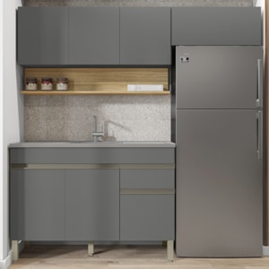 Cozinha Modulada 3 Pecas Balcao Pia Line Gris Cp Freijo KTP