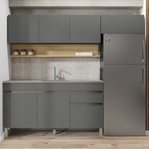 Cozinha Modulada 3 Pecas Com Balcao Pia Line Gris Cp Freijo KTP