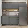 Cozinha Modulada 3 Pecas Com Balcao Tampo Line Gris Cp Freijo KTP