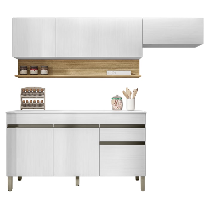 Cozinha Modulada 3 Pecas Com Balcao Tampo Line Supremo Cp Freijo KTP