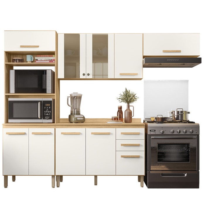 Cozinha Modulada 4 Peças 17010 Freijo Off White Cristal Nicioli