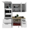 Cozinha Modulada 4 Pecas 190 cm MDF Branco Carvalho Tecno Mobili