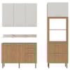 Cozinha Modulada 4 Pecas 200 cm Freijo Branco Marmore Branco Tecno Mobili