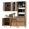 Cozinha Modulada 4 Pecas 200 cm Freijo Branco Marmore Branco Tecno Mobili