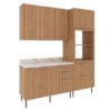 Cozinha Modulada 4 Pecas 200 cm Freijo Marmore Branco Tecno Mobili