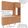 Cozinha Modulada 4 Pecas 200 cm Freijo Marmore Branco Tecno Mobili