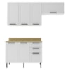 Cozinha Modulada 4 Pecas 200 cm MDF Branco Carvalho Tecno Mobili