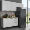 Cozinha Modulada 4 Pecas 200 cm MDF Branco Carvalho Tecno Mobili