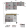 Cozinha Modulada 4 Pecas 200 cm MDF Branco Carvalho Tecno Mobili