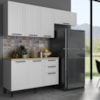 Cozinha Modulada 4 Pecas 200 cm MDF Branco Carvalho Tecno Mobili