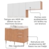 Cozinha Modulada 4 Pecas 200 cm MDP Freijo Branco Marmore Branco Tecno Mobili