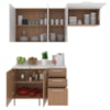 Cozinha Modulada 4 Pecas 200 cm MDP Freijo Branco Marmore Branco Tecno Mobili