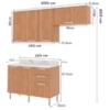 Cozinha Modulada 4 Pecas 200 cm MDP Freijo Marmore Branco Tecno Mobili