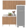 Cozinha Modulada 4 Pecas 200 cm MDP Freijo Marmore Branco Tecno Mobili