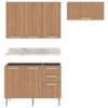Cozinha Modulada 4 Pecas 200 cm MDP Freijo Marmore Branco Tecno Mobili