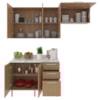 Cozinha Modulada 4 Pecas 200 cm MDP Freijo Marmore Branco Tecno Mobili